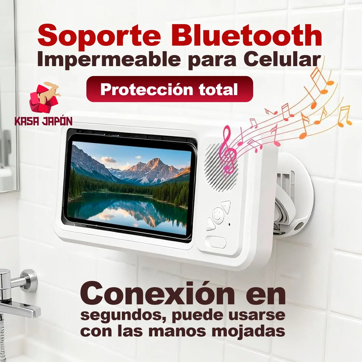 🔒 Soporte Impermeable BLUETOOTH 🚿Tu celular 📱Seguro y Visible Imagen principal del producto