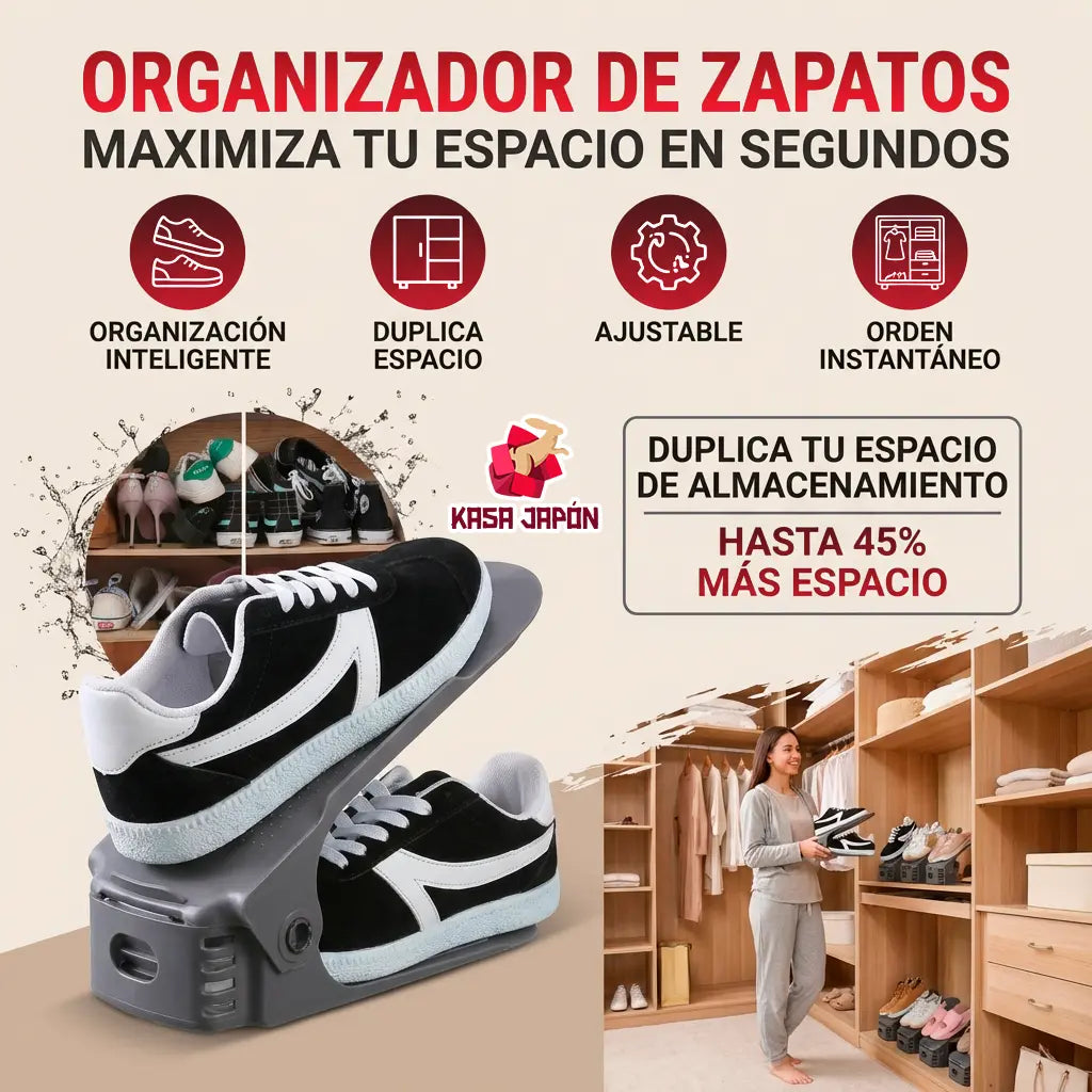 Organizador Con Forma de V Ajustable para Zapatos👟 Orden Inteligente🧺 y Máxima Comodidad✨