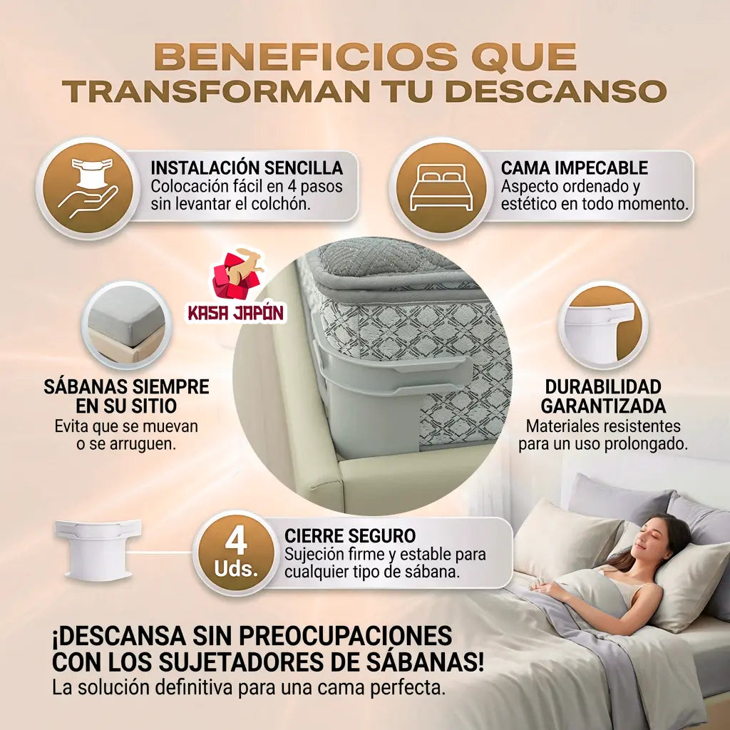 📐 Sujetador de Colchón 🛏️ Sábanas Firmes, Cama Siempre Impecable