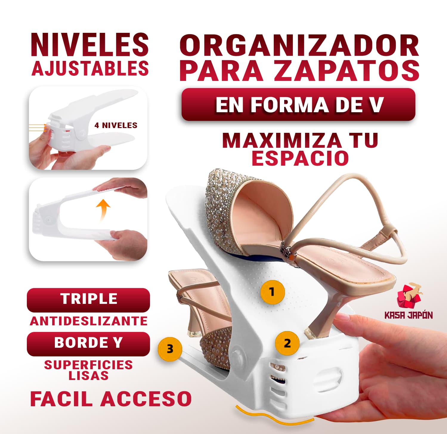 Organizador Con Forma de V Ajustable para Zapatos👟 Orden Inteligente🧺 y Máxima Comodidad✨